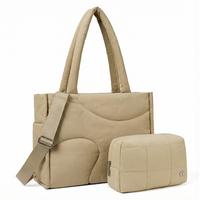 Khaki tote bag+Khaki makeup bag