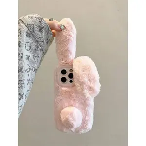 Plush Heart Rabbit Soft Case | Cozy Fall & Winter Cover for iPhone 12-17 Series