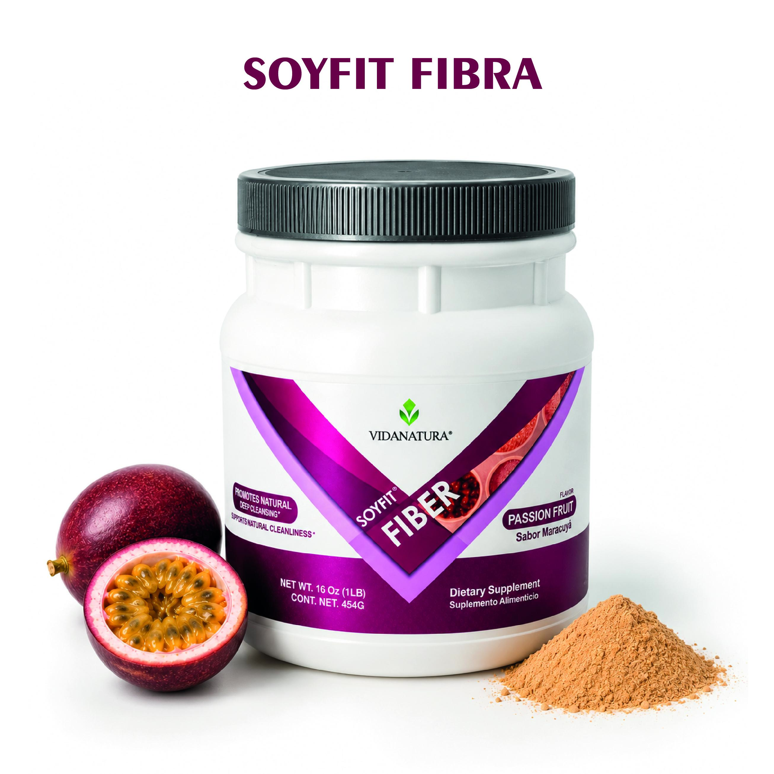 VIDANATURA SOYFIT Fiber Powder – Passion Fruit | Dietary Supplement | Digestive Support | 53 Servings