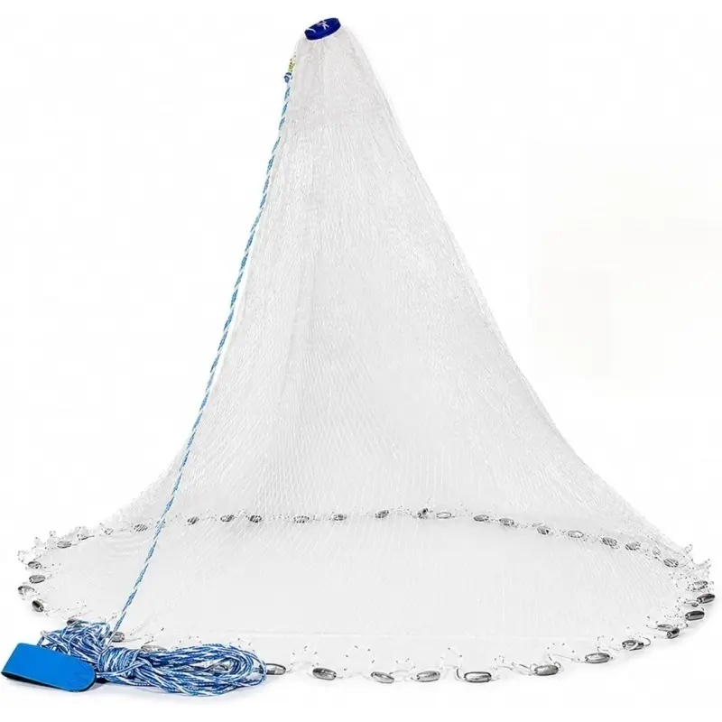 Cast Net 3-12 FT, Heavy Duty Throw-Style Fishing Tackle, Tangle-Free Nylon Monofilament with 3/8" Mesh for Saltwater and Freshwater Anglers, Corrosion Resistant, Sinkers Coated