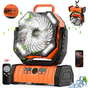 30000mAh Camping Fan with LED Light & Remote Control | Auto-Oscillating 270° Portable Power Bank Desk Fan with Hook & Timer | USB Rechargeable 4-Speed Battery Operated Outdoor Tent Fan for Camping, Travel, Beach, Emergency, Patio, Fishing & Mobile Use