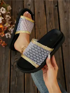 Women's Breathable Mesh Slipper, Anti-Slip Thick Sole Design, Comfortable Daily Wear Footwear, Ideal for Casual Use