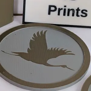 Bronze and Gray Crane Coasters Set of Four with Coaster Holder