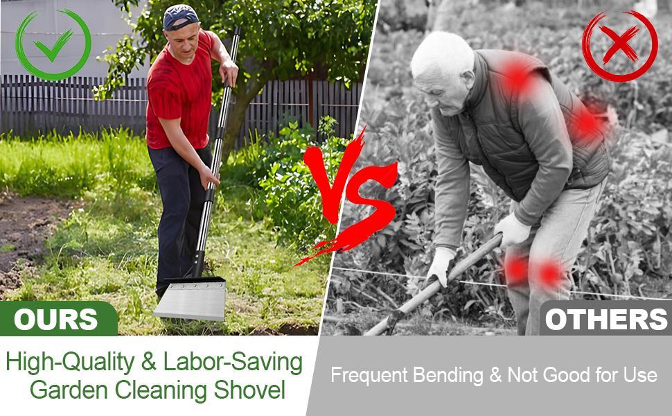 Multifunctional Stainless Steel Cleaning Shovel, Heavy Duty Flat Shovel for Weeding, Planting & Garden Landscaping