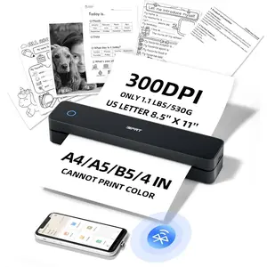 Portable-Printer  for Travel,300DPI Inkless Thermal Small Printers for  Use,Office,,Mobile  Printer Supports 8.5" x 11"  Letter,for Smartphone & PC,Black