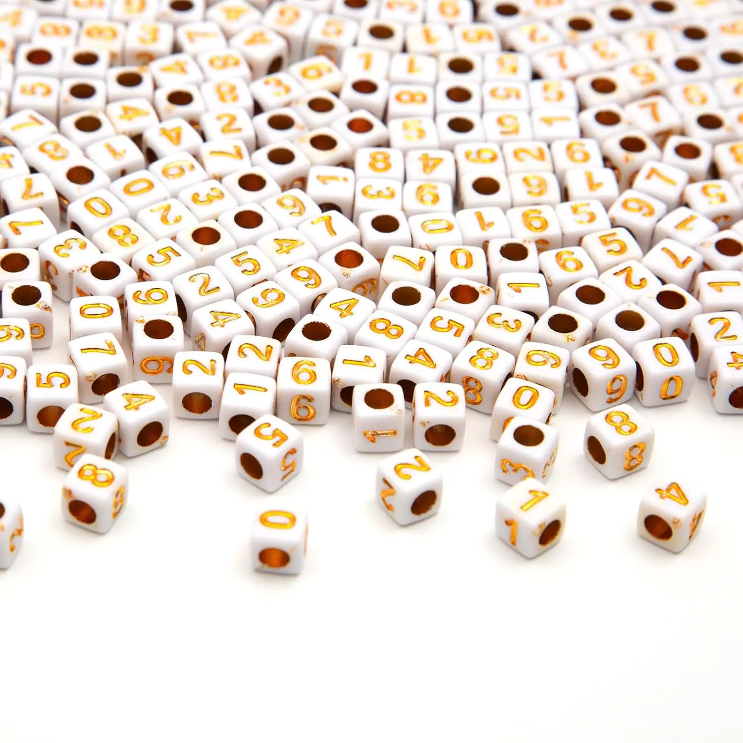 White Square Number Cube Beads (Approx 1000 Count, 6x6mm) for DIY Crafts, Beads Making, Bracelet & Necklace Creation, Wedding Decorations, Decorative Items