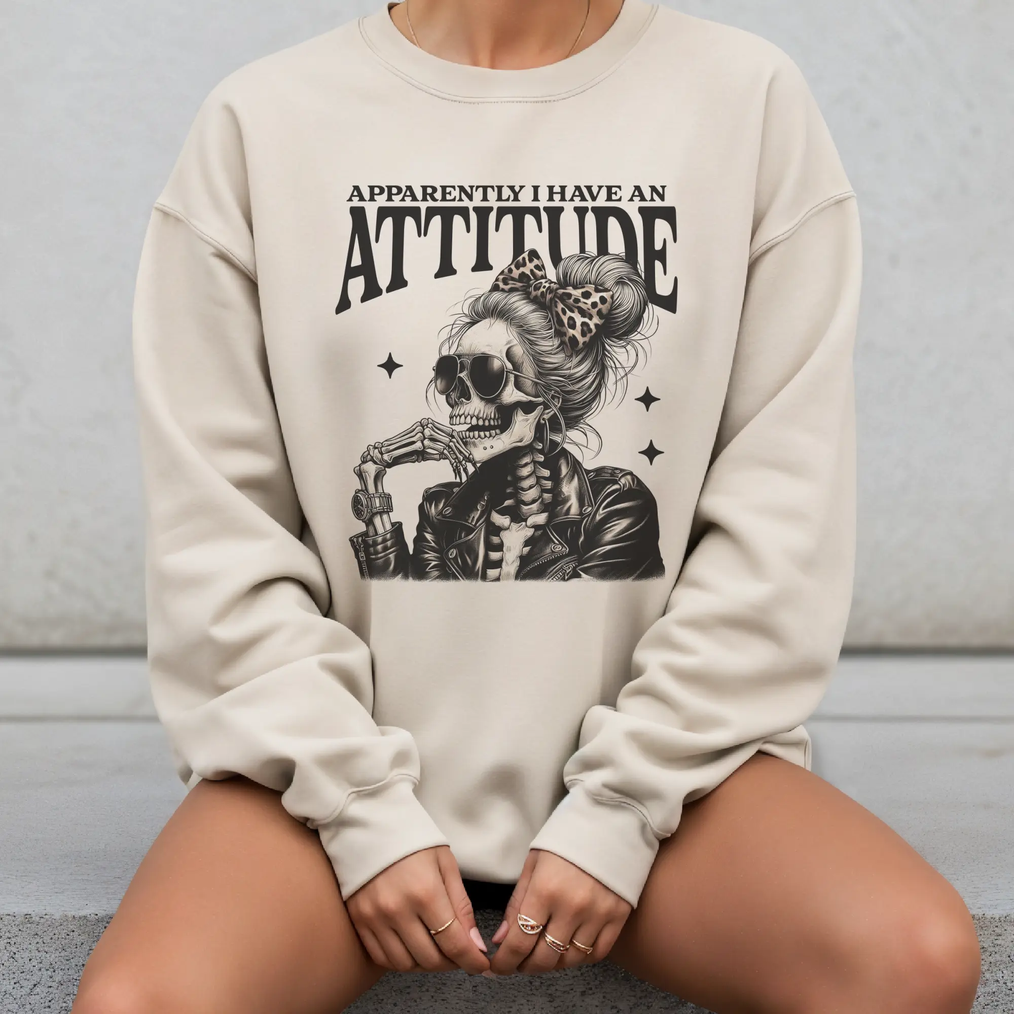 Sarcastic Sweatshirt Apparently I Have an Attitude Pullover Attitude Skull Sweatshirt Messy Bun Apparently I Have An Attitude Top Womens Sarcastic Attitude Pullover