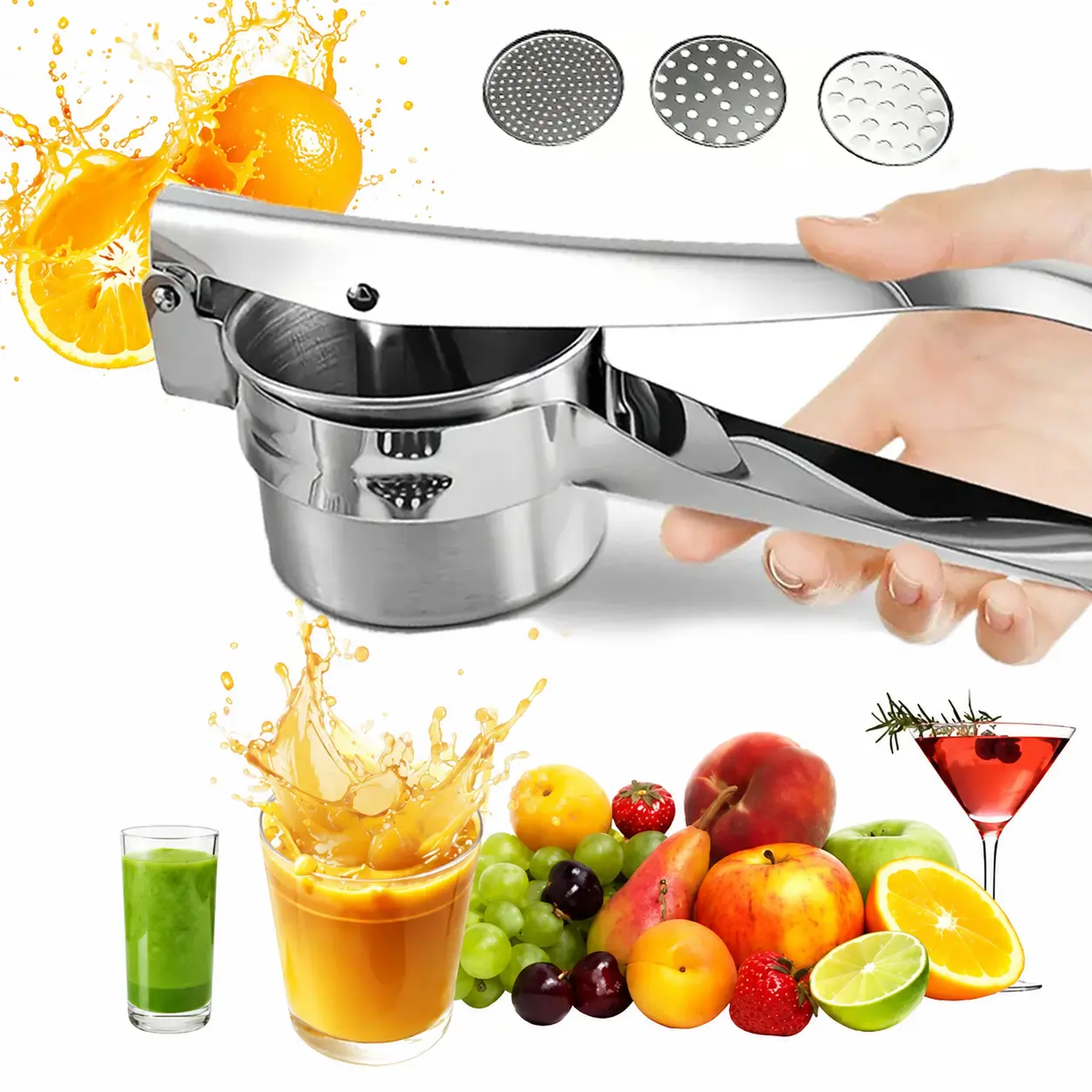 Handheld watermelon juicer - portable multifunctional manual vegetable juicer, sturdy food grade juicer, kitchen tool, fruit juicer, metal juice juicer