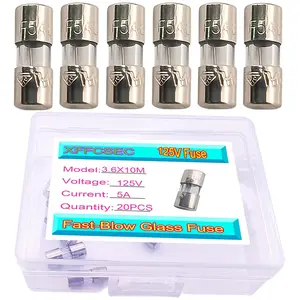 20PCS Mini Fuse 3.6x10 mm 5 A 5 amp 125 V 125 Volt 0.14x0.39 Inch F5AL Fast Blow Glass Fuses for Fan Plug and Micro String Lights,PCB,C9,C7,G40,Safety Plugs
