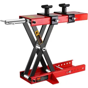 Garvee Heavy Duty 1100LBS Motorcycle Lift Jack with Dolly Wheels, Hand Crank & Non-Slip Platform - Adjustable, Foldable Bike Lift Stand for Cruiser, Dirt Bike, ATV - Garage Repair Equipment