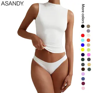 ASANDY Women's High Neck Sleeveless Top – Buttery Soft Stretchy Slim Fit Tank, Casual Basic Y2K Crop Top for Going Out, Summer Everyday Fashion Essential
