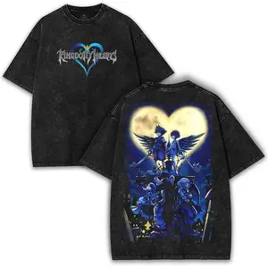 Kingdom Hearts Classic Moonlight Graphic Tee – Oversized Washed Heavy Cotton Anime Shirt | A Timeless Piece for Real Fans