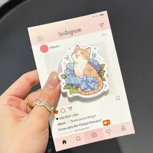 Orange Cat in Bloom Hydrangea Phone Grip, Aesthetic Orange Tabby in Flowers Magsafe Holder, Trendy Floral Cat Griptok, Cute Summer Garden Accessory, Sweet Gift for Cat Lovers & Kindle Readers