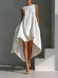 2026 Summer New Women's Sleeveless High Low Dress, Asymmetrical Irregular Hem, Flowy Casual Dress for Beach, Vacation, Holiday, Date, Brunch, Daily Wear