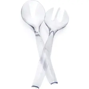 Plasticpro Disposable Plastic Serving Utensils Set of 4 Salad Spoons, And 4 Salad Forks, Clear Heavyweight