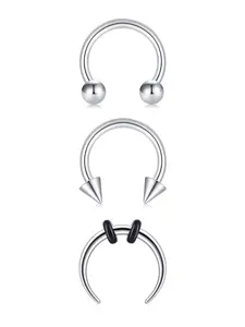 Unisex Horseshoe Nose Ring, 16g Stainless Steel, 8mm, Inner Thread Design, Suitable for Ear Lobe, Septum, Cartilage, Lip Piercing Jewelry, Septum Pierced Ring