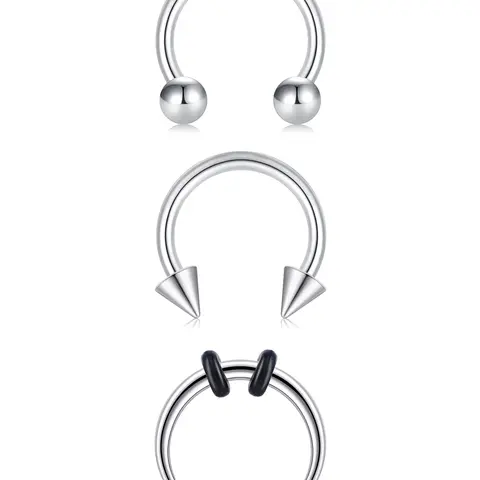Unisex Horseshoe Nose Ring, 16g Stainless Steel, 8mm, Inner Thread Design, Suitable for Ear Lobe, Septum, Cartilage, Lip Piercing Jewelry, Septum Pierced Ring, Septum Rings, Piercings Jewelry