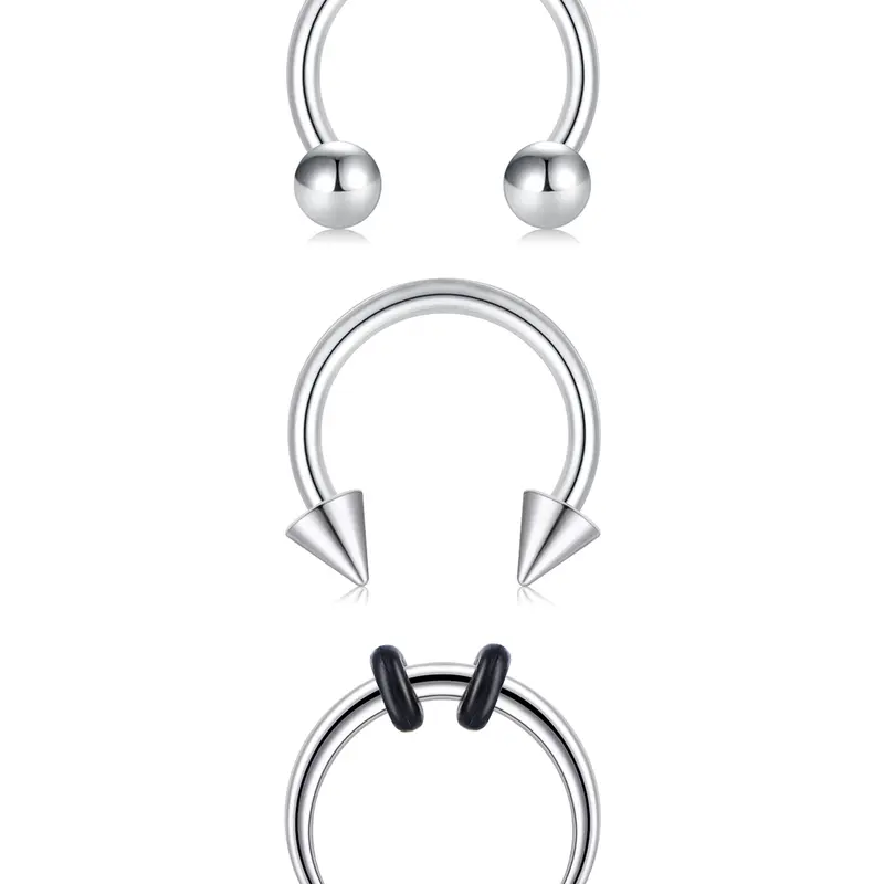 Unisex Horseshoe Nose Ring, 16g Stainless Steel, 8mm, Inner Thread Design, Suitable for Ear Lobe, Septum, Cartilage, Lip Piercing Jewelry, Septum Pierced Ring, Septum Rings, Piercings Jewelry