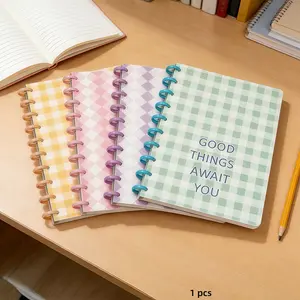 Mushroom Button Grid Spiral Notebook, 140 Pages Soft Color Grid Loose-Leaf Diary, Lined Notebook for School, Office, Daily Planning