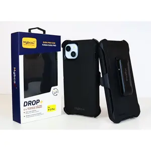 Mgbca Dura Pro Defender Case For iPhone 15 Plus, Rugged And Heavy Duty, 360 Rotating Belt Clip Holster