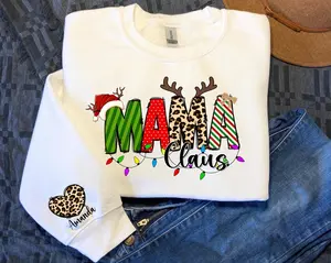 Custom Mama Claus Sweatshirt, Mama with Kid Name Sweatshirt, Personalized Mom Sweatshirt, Custom Christmas Sweatshirt, Mama Claus