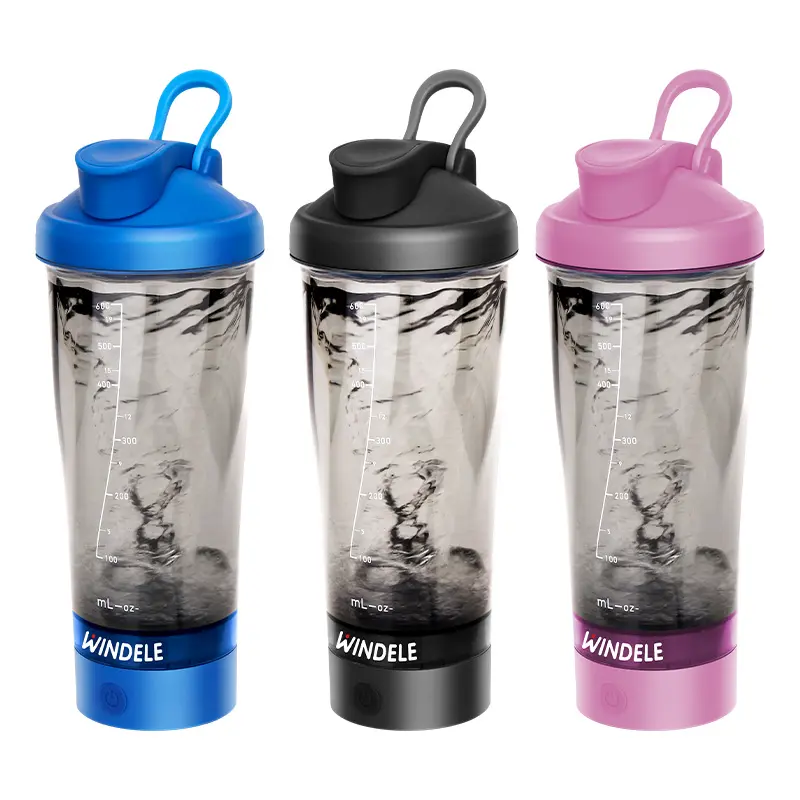 Windele Electric Protein Shaker Bottle - 600ml/20oz Smart Vortex Mixer Cup with 400mAh USB Rechargeable, Sports Drinking Bottle for Office/Gym, Blend Shakes and Drinks on the Go, Boyfriend Gift