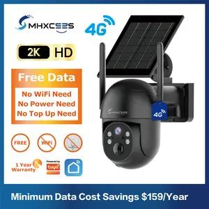 (FREE) 4G LTE Wireless Solar Powered SecurityCamera  HD Live View 360° CoverageNo WiFi Remote APP Controlled. WaterProof.Motion Activated, Night Vision, Outdoor Data refillis Unnecessary for Unlimited 4G dondata usage, 2K, Cellular