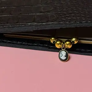 Victorian Lolita Cameo Binder Planner Clip Bookmark with Gold Beads and Elegant Design for Vintage Aesthetic Lovers