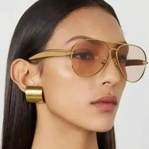 New  Vintage Metal Pilot Sunglasses Women For Men Sun Glasses Punk Popular Outdoor Driving Luxury Brand Designer Shades UV400