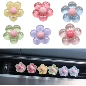 6 PCS Car Accessories for Women, Flower Air Vent Clips Air Conditioner Outlet Decoration Car Interior Decor Charm, Assorted Color