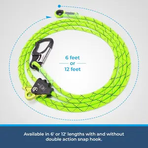 Heavy Duty Positioning System Lanyard 6 Foot Adjustable with Snap Hook Neon Yellow Arborist Work at Height Gear Made in USA