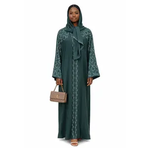 Closed Green Satin Abaya, crafted from luxurious satin fabric
