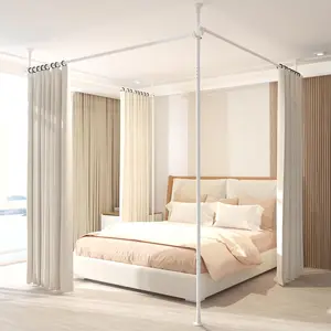 Room Divider Curtain Rod, 28-171inch(W) 4-10ft(H) Adjustable Curtain Rod divider for Room Separation, Heavy Duty Floor to Ceiling Wall Divider Hanging Room Dividers Partition Space Separator White