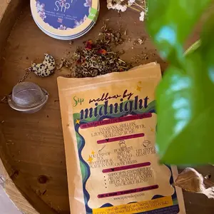 Mellow By Midnight Tea - Herbal Blend for Stressed Givers with Damian, Chamomile, Lavender, Passionflower, Skullcap & Rose