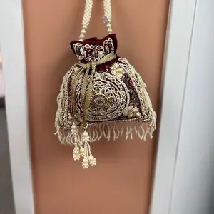 Potli bag in Red and Burgandy