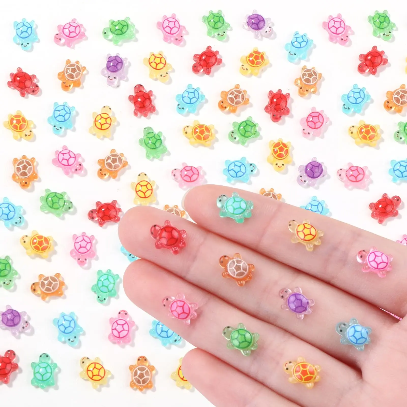 100pcs Mini Resin Animals, Colorful Tiny Turtles, Glow in Dark, Miniature Figures, Small Figurines for Desk, Garden, Dollhouse, Aquarium, Statue, Garden Sculptures Statues, Garden Ornaments, Decorative Decoration