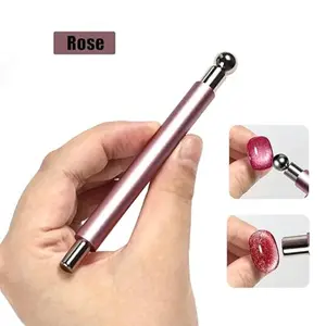 Rose Gold Dual-Head Cat Eye Magnet Stick for Nail Art, Strong Magnetic Tool, Suitable for 3D Cat Eye Gel Polish, Manicure Beauty Accessory