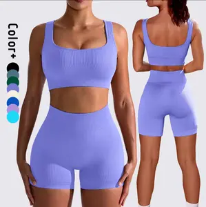 Two Piece Ribbed Set cute workoutclothes matching gymset