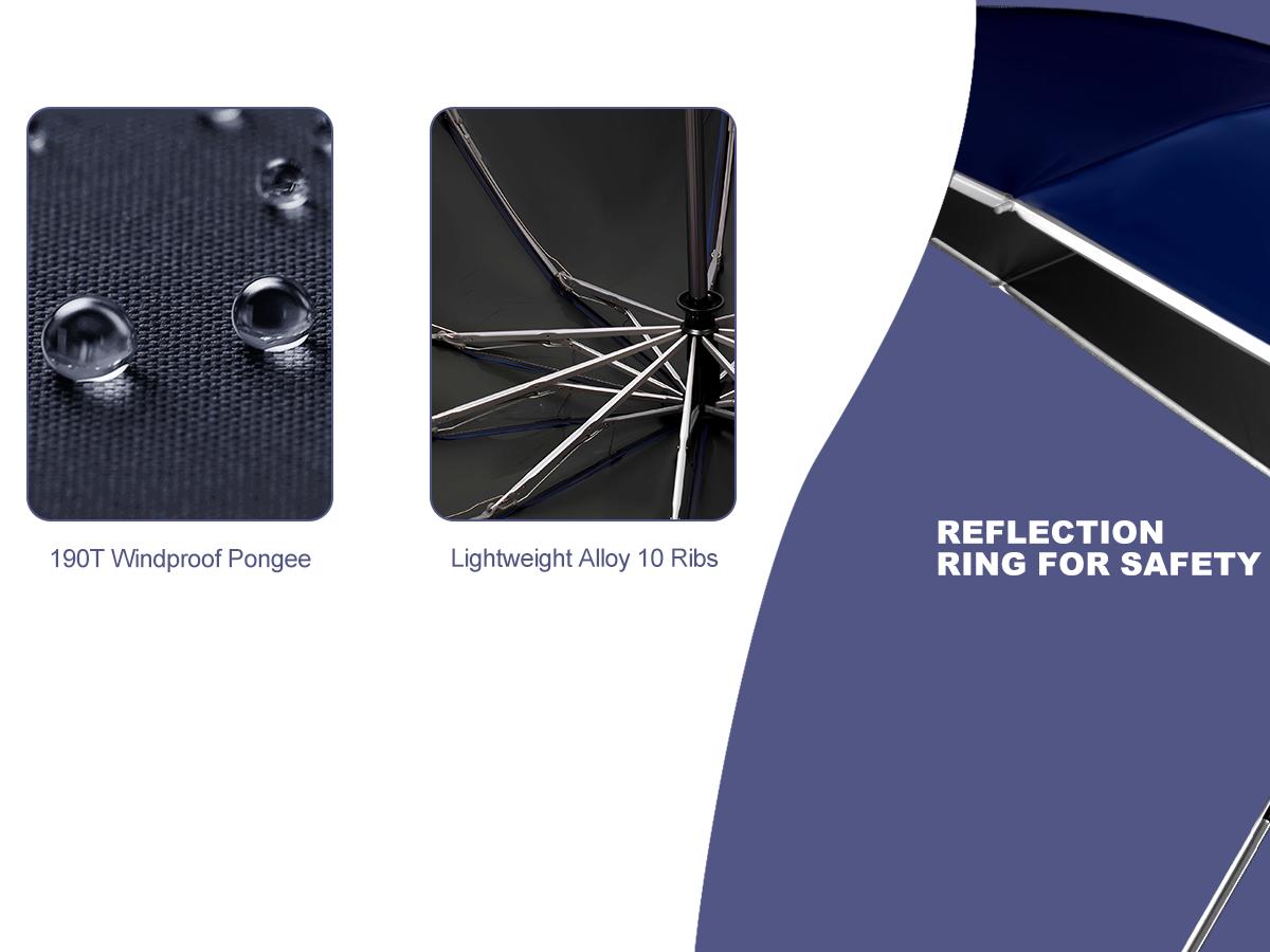 Zeproage UPF 50+ UV Protection Inverted Umbrella, Windproof, Automatic Open & Close, Folding Canopy with Reflective Stripe, Durable 10 Ribs, Portable for Travel, for Rain and Sun