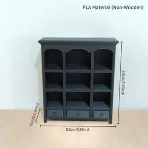 1:12 Scale Miniature Shelf Compatible for Dollhouses - Multi-Compartment Storage Cabinet with Shelves, Plastic Dollhouse Accessory Suitable for Dolls, Miniature Scenes, Room Decor - ///