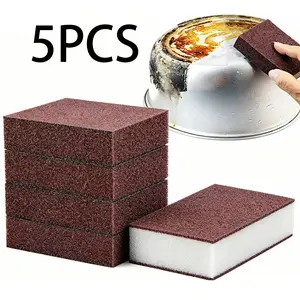 5 Pack Magic Emery Cleaning Sponge Rust Remover for Kitchen Pots ,Steel and StainlessPowerful Decontamination Tool Versatile Household Cleaning Gadget Pumice Scouring Pad Cleaner Stones Aromatherapy Incense Holder Gentle Natural Enzyme Multi-Purpose