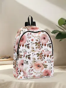 Floral Pattern Printed Backpack, Fun and Stylish Design for Daily Use, Spacious Storage Perfect for School, Travel & Business