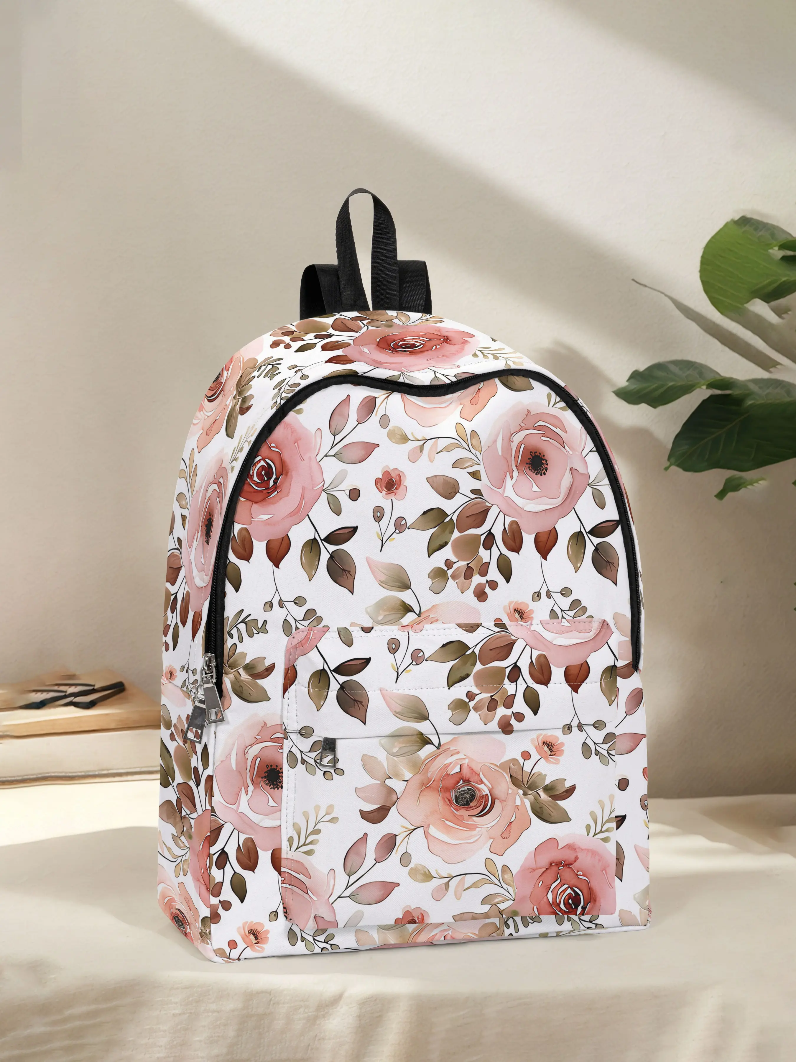 Floral Pattern Printed Backpack, Fun and Stylish Design for Daily Use, Spacious Storage Perfect for School, Travel & Business, Vibrant Backpack, School Backpacks