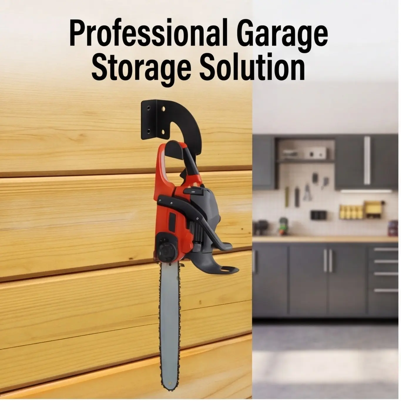 Wall-Mounted Chainsaw Rack, Hook Storage Shelf, Pre-Drilled Design, Space-Saving Solution for Garage, Workshop, Garden, Garage Tool Organizer Wall Mount, Garage Tool Organiser, Tool Storage Racks