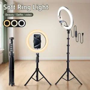 13-Inch LED Selfie Ring Light Set With 62.99-Inch Adjustable Height Tripod And One Universal Phone Clamps.Is USB Powered. Suitable for live streaming, YT Videos, Tk, and photography.It's Perfect For Makeup, Video Recording, And Halloween Party Livestreams