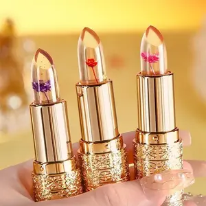 3PCS Long-Lasting Color-Changing Lipstick,Color-Changing Lipstick & Gloss Set,Color Changing Crystal Flower Lipstick, Crystal Clear to Pink Lip Balm with Flower Extracts, Hydrating Non-Transfer Formula for Girls & Women, Makeup