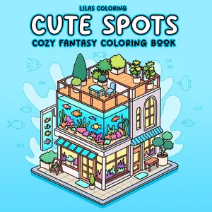 Cute Spots Cozy Fantasy Coloring Book Relaxing Adorable Retreat Scenes, 45 Illustrations Perfect for All Skill Levels Stress Relieving Fun