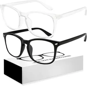 2 Pack Computer Gaming Glasses Blue Light Blocking Anti Blu-Ray Clear Lenses Fashion Square Eyeglasses for Men Women Stylish Design Comfortable Wearing