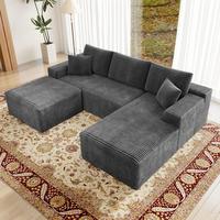 GREY-104"L-shaped Righ Facing Chaise with ottoman