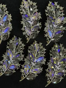 (333) 3PCS Iridescent Leaf Charms | Sparkly Rhinestone DIY Jewelry Accessories